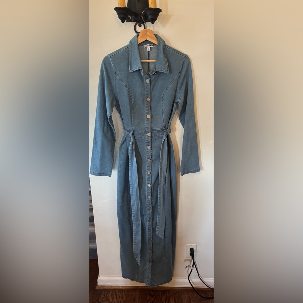 Fashion Nova Blue Long Sleeve Maxi Dress